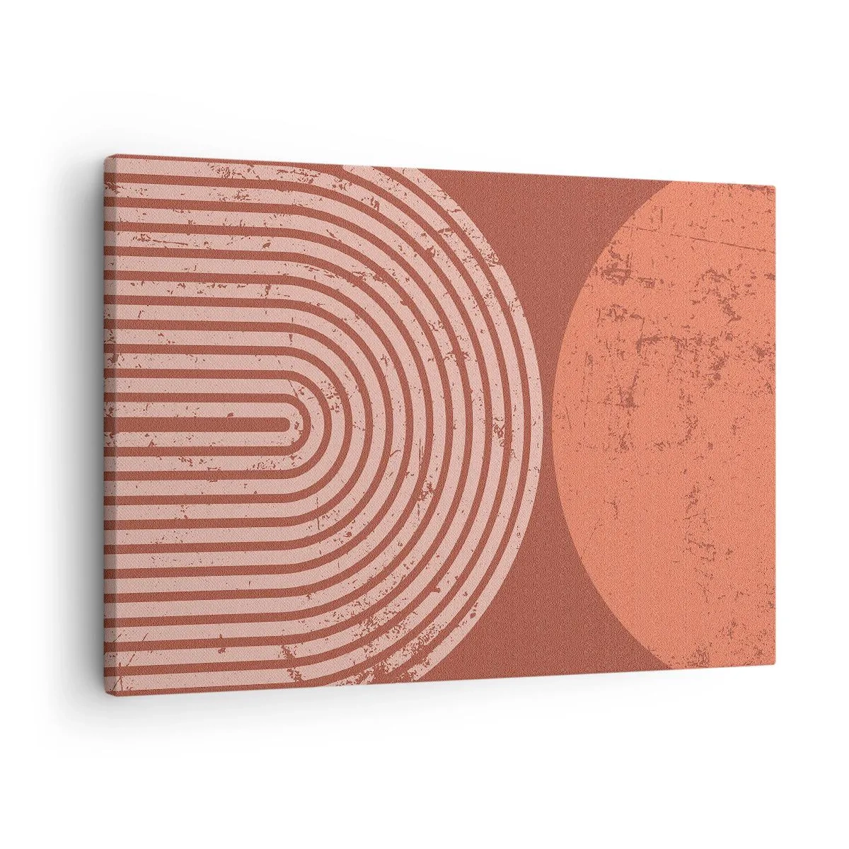 Obraz na plátně - Geometrické vzory v odstínech terakoty na vintage pozadí - 70x50cm - Blízký vztah - Moderní nástěnná dekorace do obývacího pokoje a ložnice ARTTOR