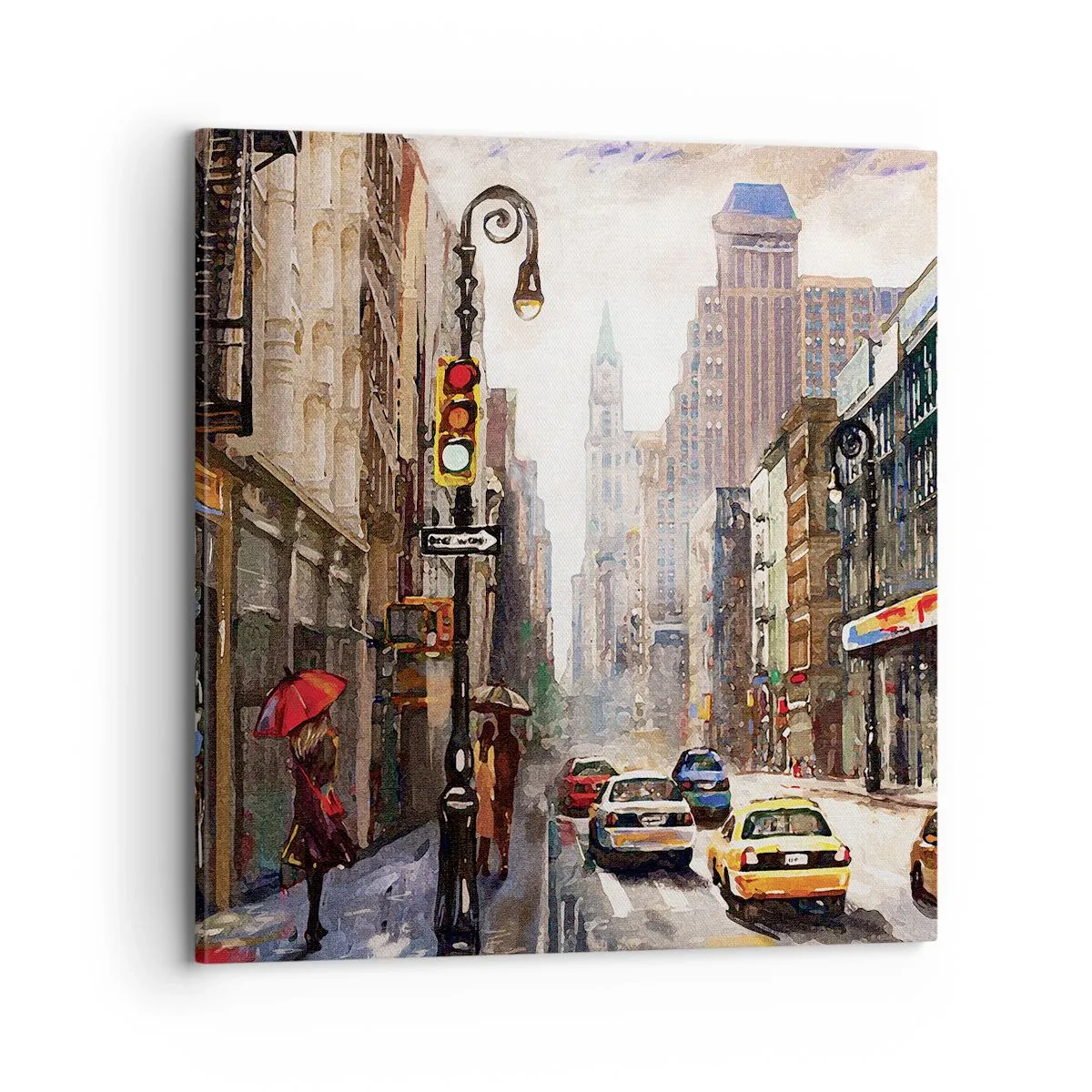 Obraz na plátně - New York – barevný i v dešti - 70x70 cm