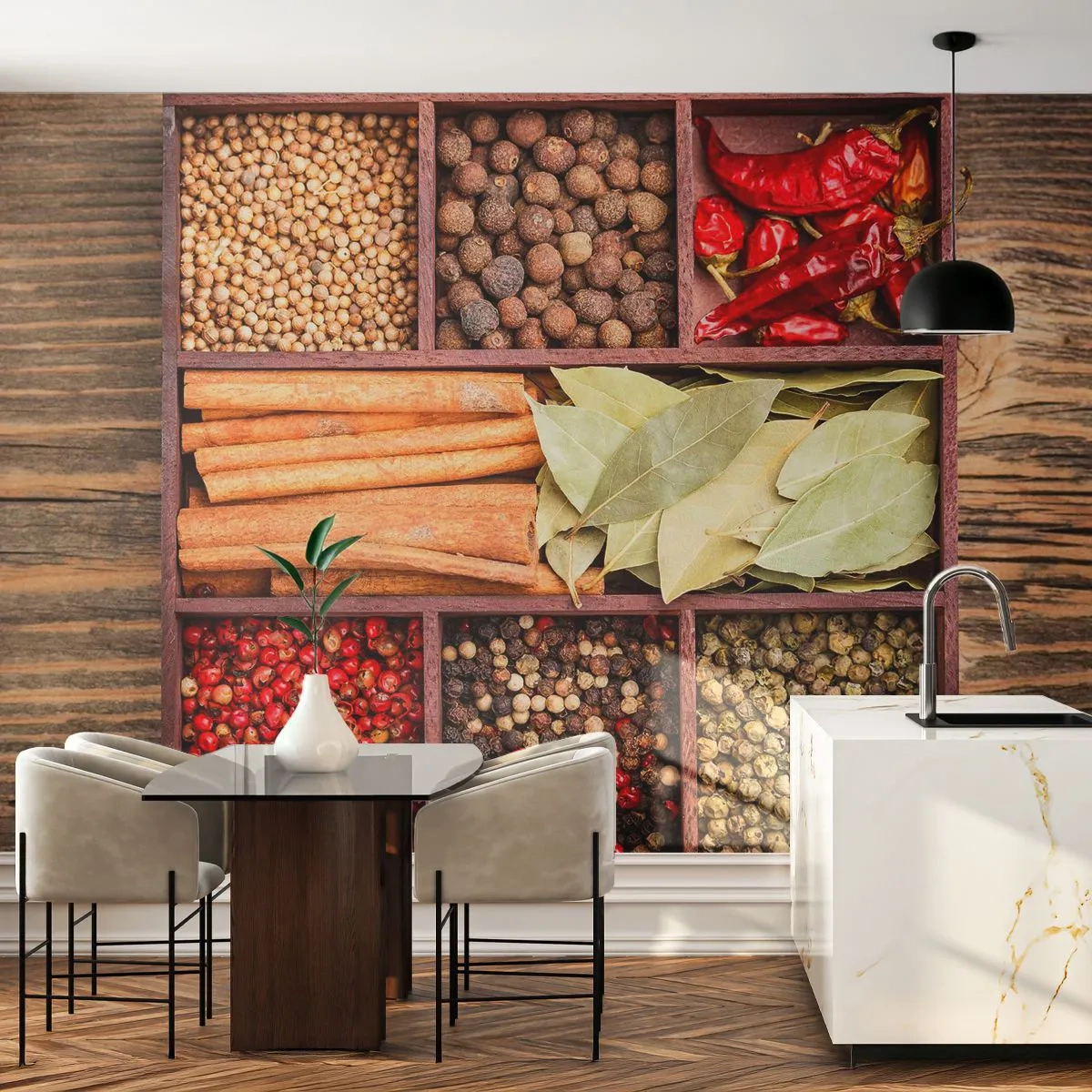 Fototapeta Samolepicí Deluxe Sticker - Pořádek tvarů, buket vůní - Gastronomie, Koření, Chilli - 250x175 cm