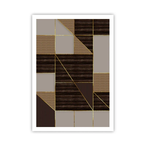 Plakát - Mozaika hnědé a zlaté - 70x100 cm