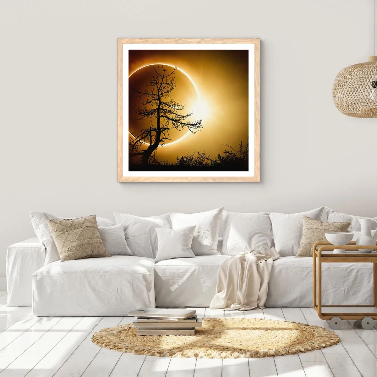 Plakát v rámu světlý dub - Úplné zatmění - 60x60 cm