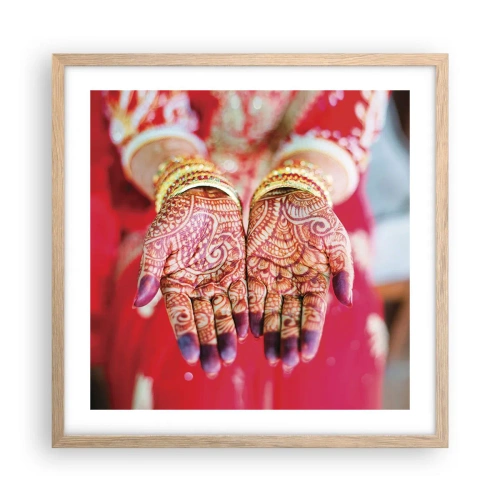 Plakát v rámu světlý dub - Připravená chytit štěstí - 50x50 cm