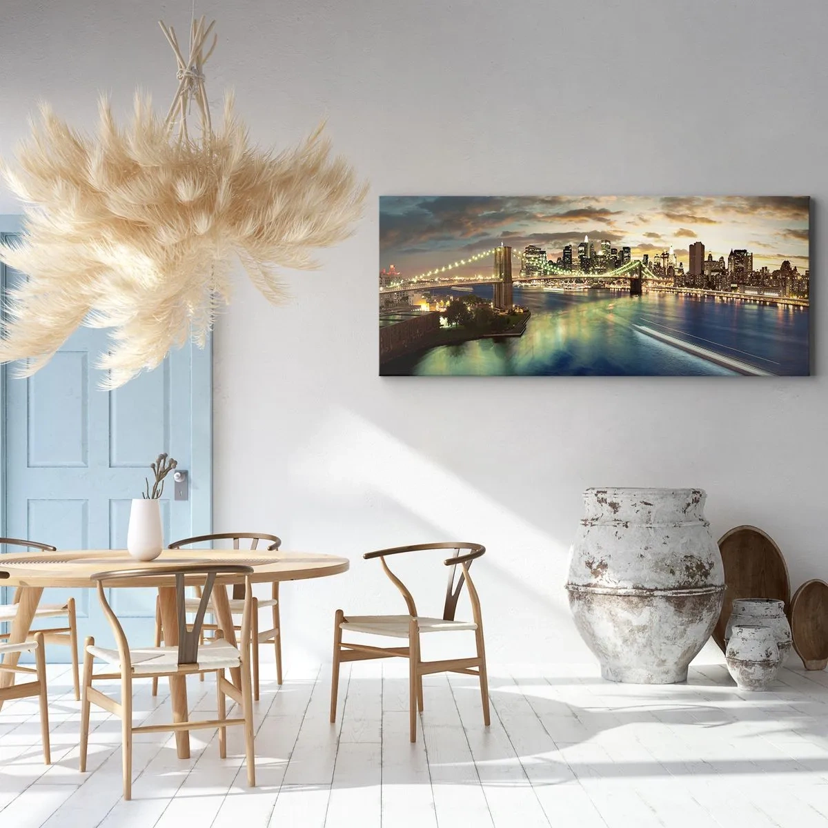 Obraz na plátně - Zářivý večer nad Manhattanem - 90x30 cm