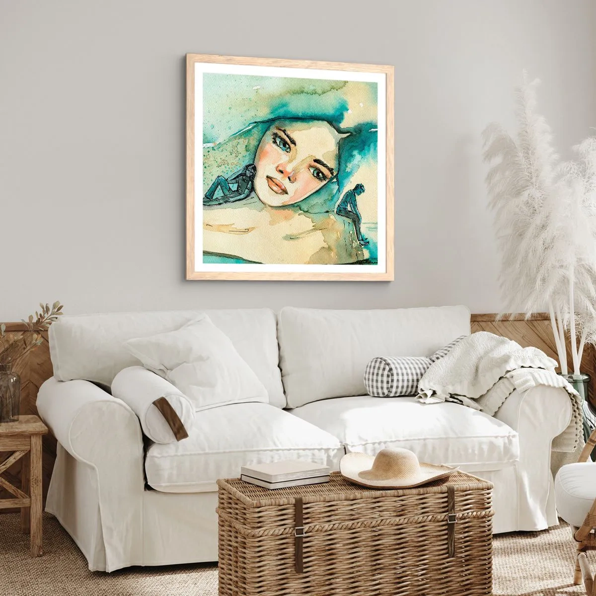 Plakát v rámu světlý dub - Am I blue? - 50x50 cm