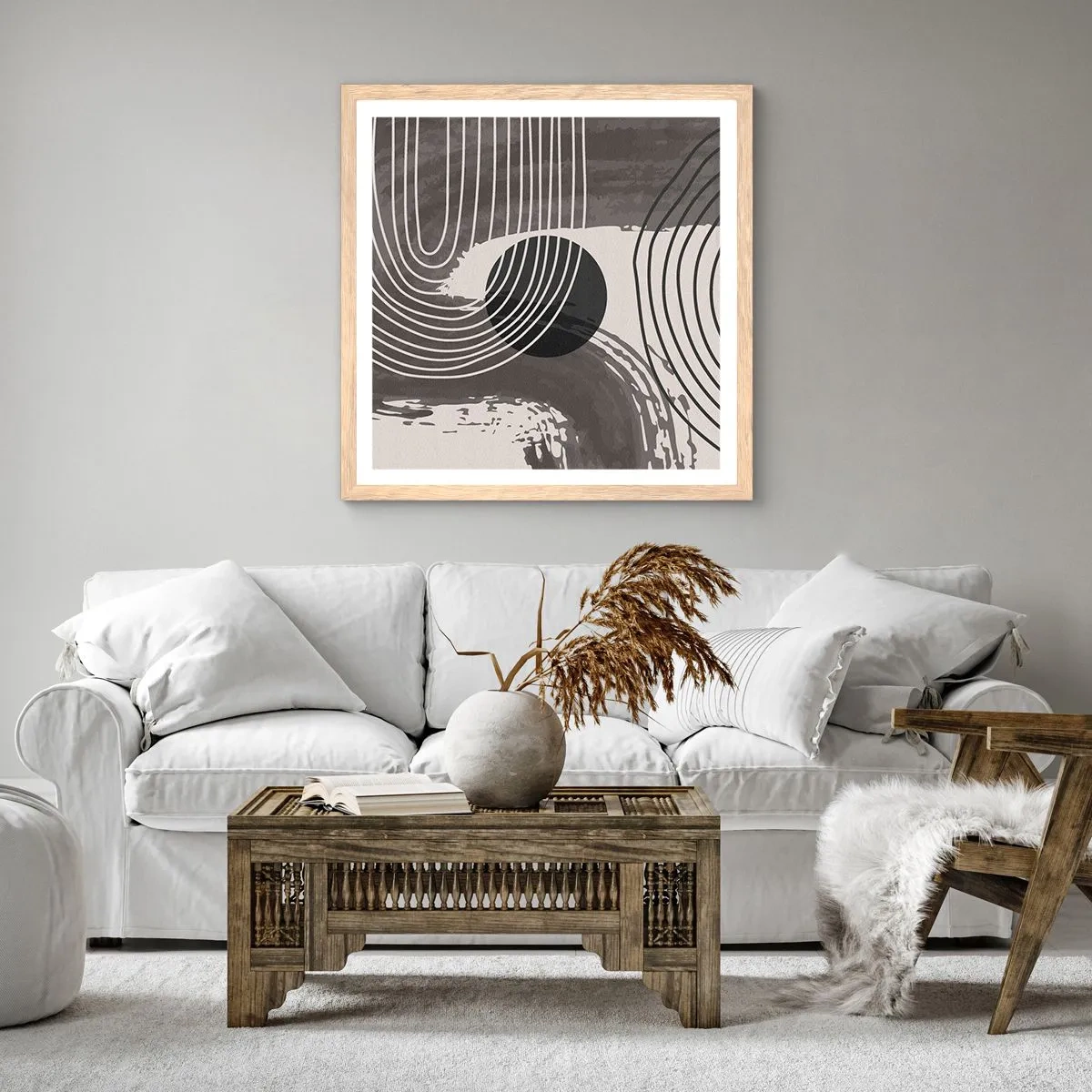 Plakát v rámu světlý dub - Ovál vítězí - 40x40 cm