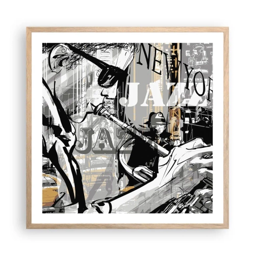 Plakát v rámu světlý dub - V rytmu New Yorku - 60x60 cm