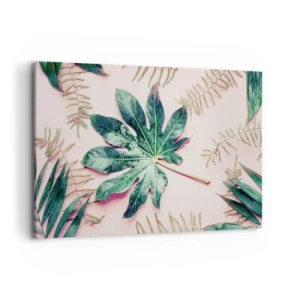 Obraz na plátně - Studie zelené na růžovém pozadí - 120x80 cm