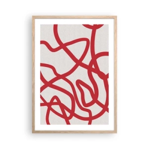 Plakát v rámu světlý dub - Červené na bílém - 50x70 cm