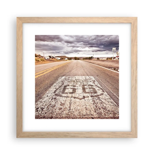 Plakát v rámu světlý dub - Mother Road - americká legenda - 30x30 cm