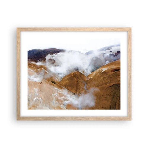 Plakát v rámu světlý dub - Drsná krása Islandu - 50x40 cm