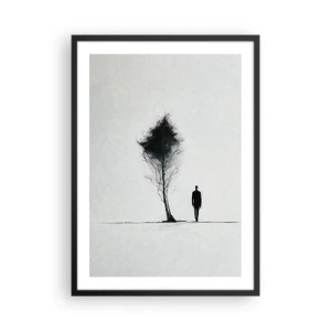 Plakát v černém rámu - Minimalistická silueta a osamělý strom - 50x70cm - Všichni se touláme - Moderní nástěnná dekorace do obývacího pokoje a ložnice ARTTOR