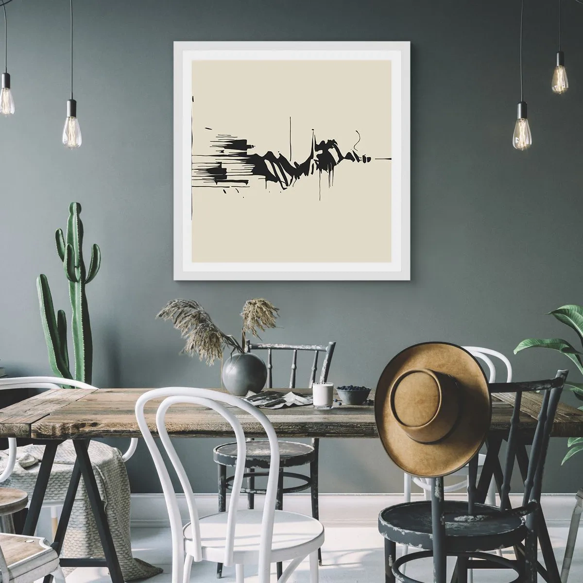 Plakát v bílém rámu - Spěšná abstrakce - 60x60 cm