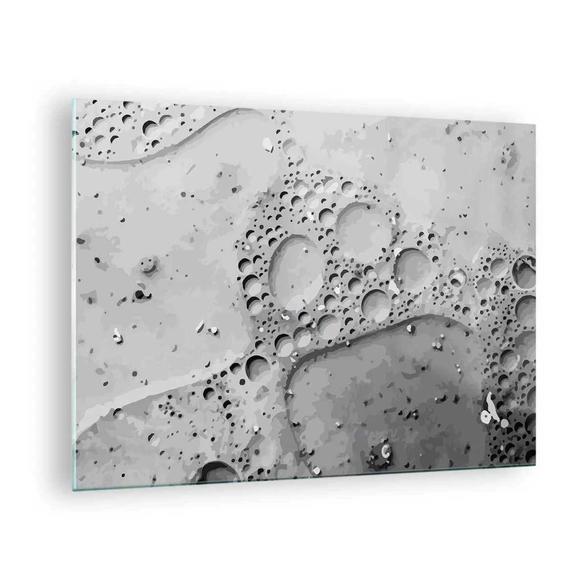 Obraz na skle - Abstraktní bublinový vzor na povrchu v odstínech šedé - 70x50cm - Stopa po zpěněném - Moderní nástěnná dekorace do obývacího pokoje a ložnice ARTTOR
