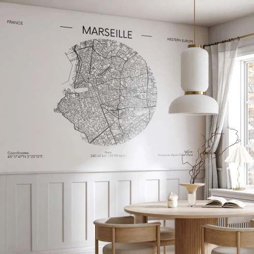Fototapeta Samolepicí Deluxe Sticker - Anatomie Marseille - Mapa, Marseille, Francie - 150x105 cm