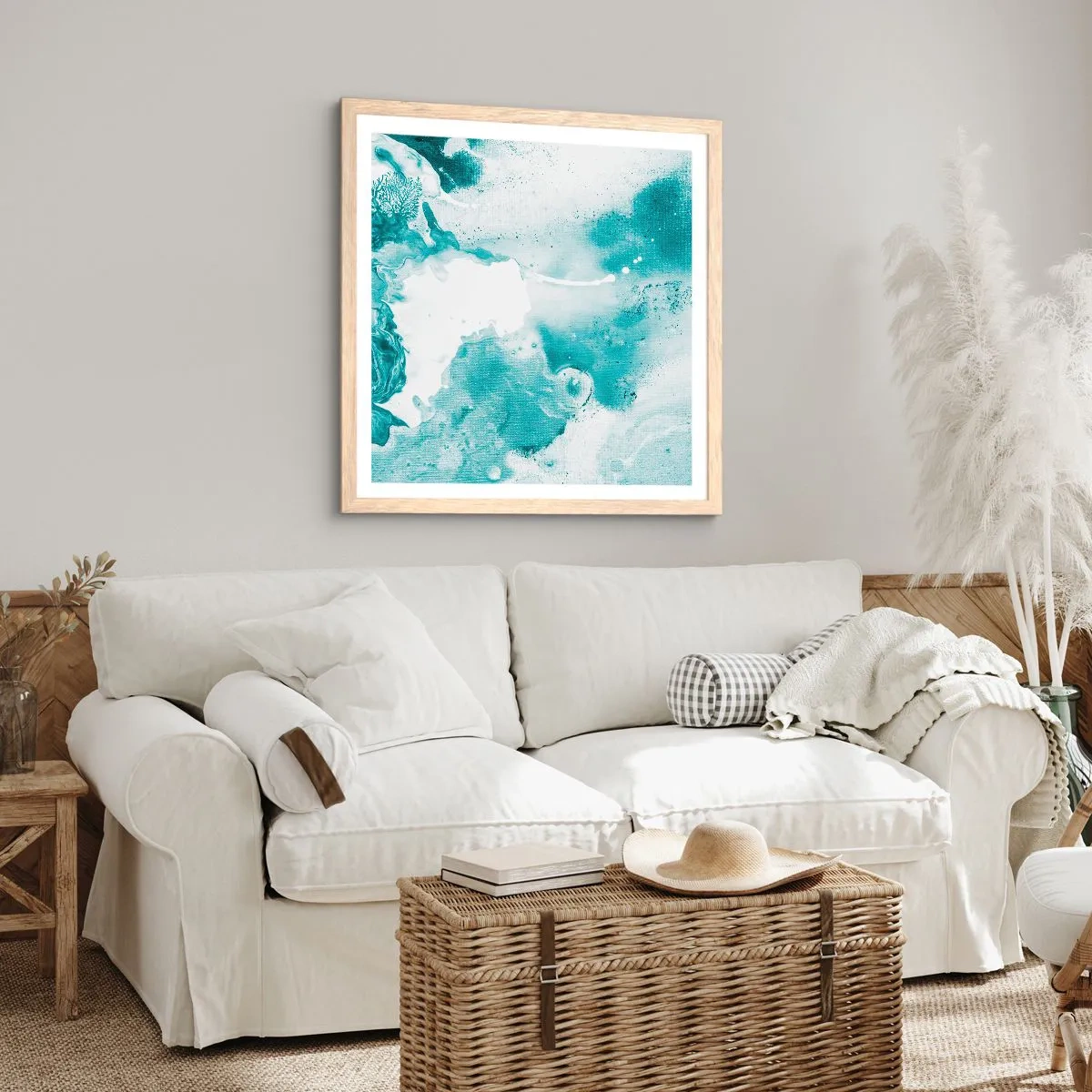 Plakát v rámu světlý dub - Povodí modré - 50x50 cm