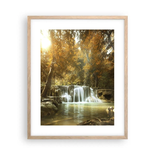 Plakát v rámu světlý dub - Parkový vodopád - 40x50 cm