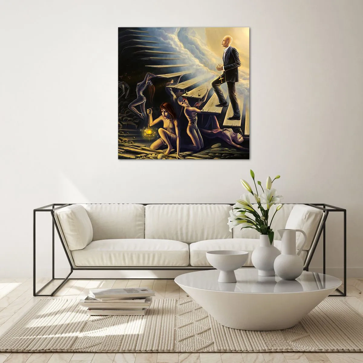 Obraz na skle - Dantovo putování ke světlu - 70x70 cm