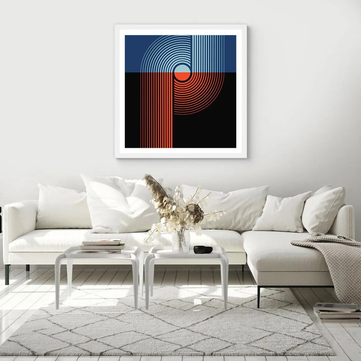 Plakát v bílém rámu - V geometrickém objetí - 50x50 cm