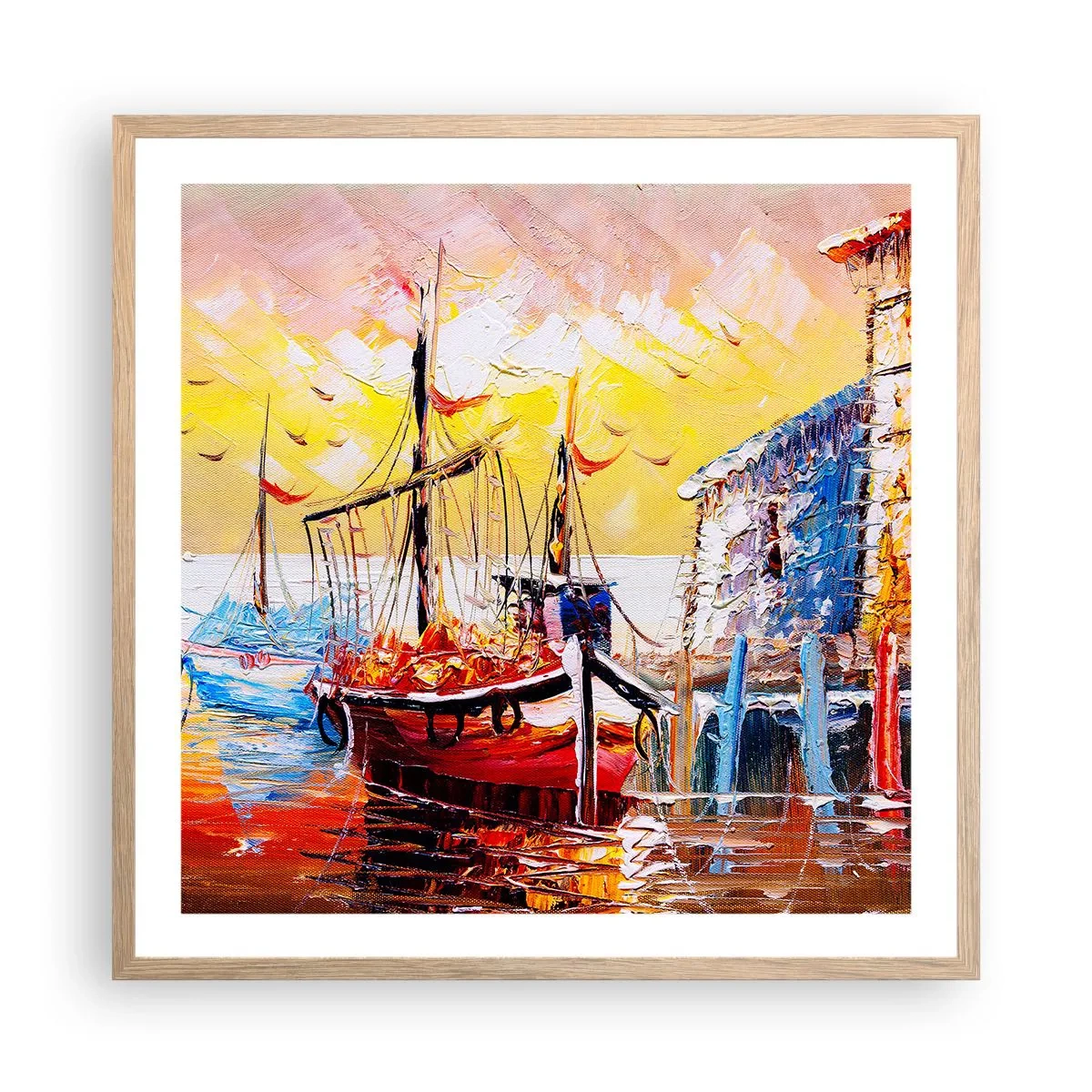 Plakát v rámu světlý dub - Šťastný návrat - 60x60 cm