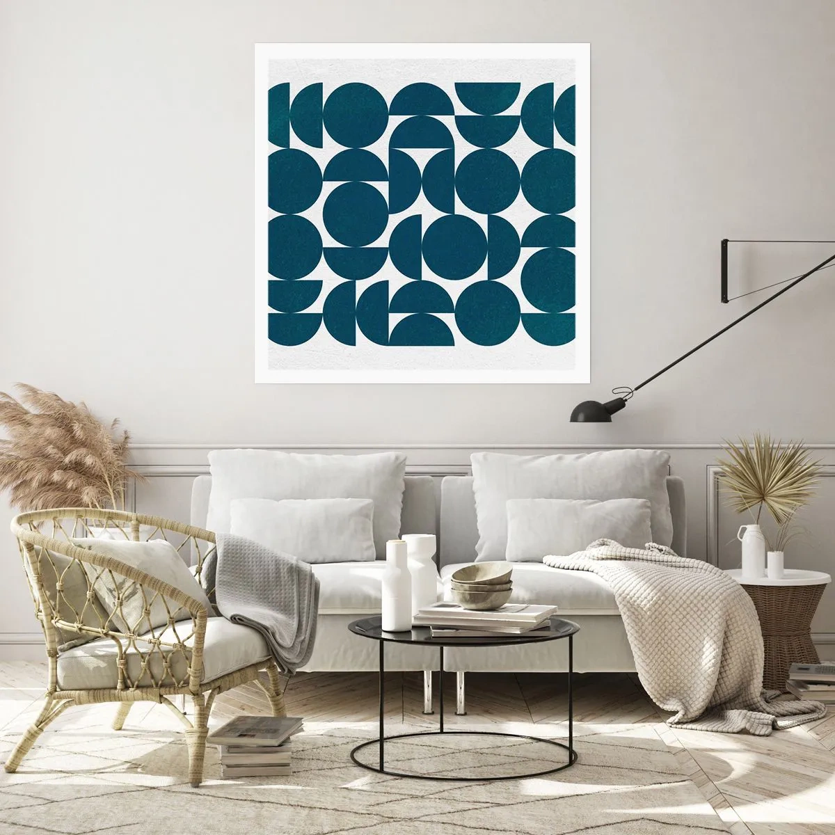 Plakát - Kruhy a půlkruhy - 60x60 cm