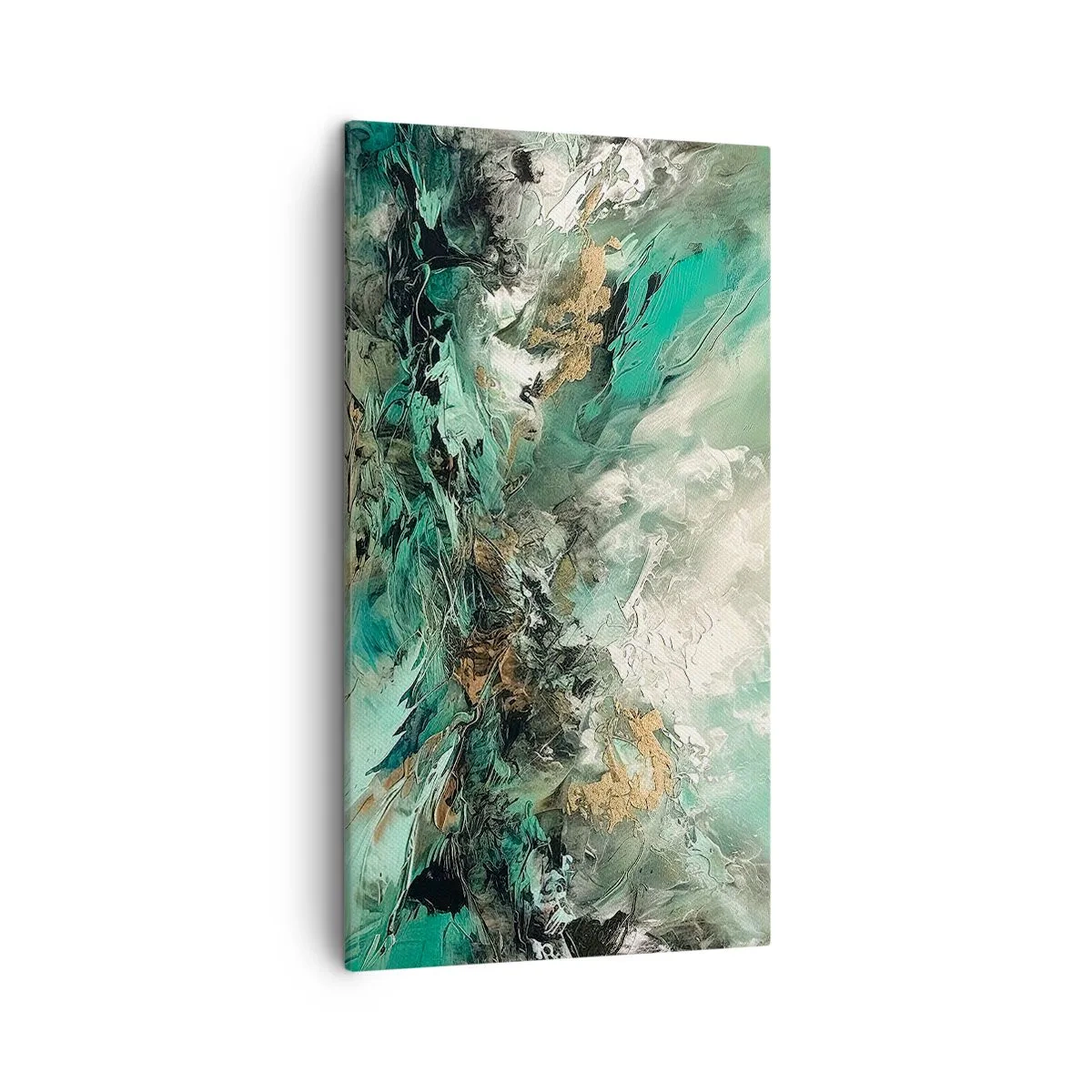 Obraz na plátně - Smaragdově černé vlnobití - 45x80 cm