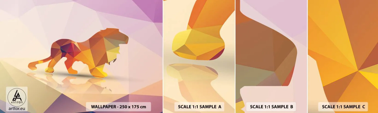 Fototapeta Vzorek Standard Eco - Diamantový král - Zvířata, Lev, Geometrický obrazec - 100x30 cm