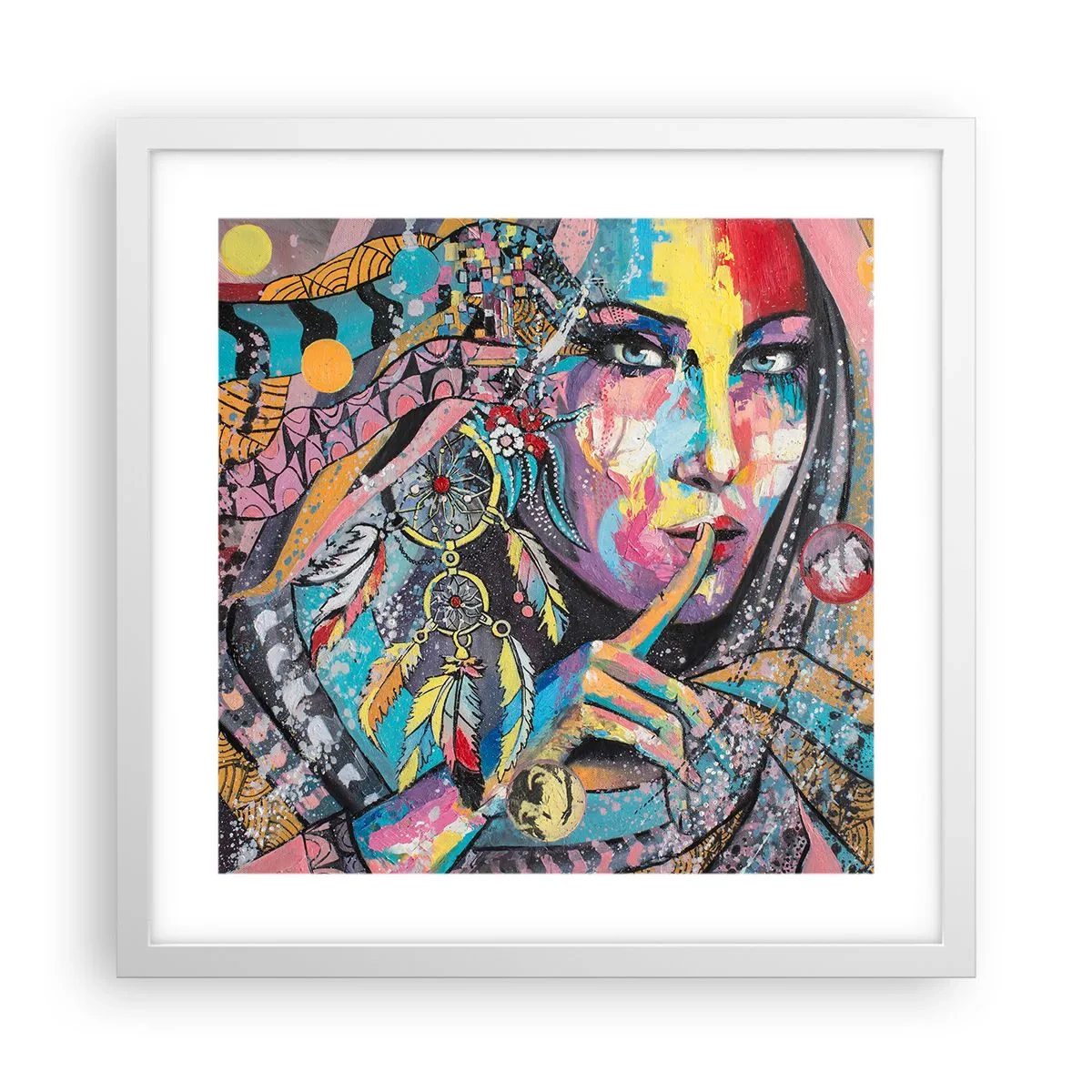 Plakát v bílém rámu - Mlč, než pochopíš - 40x40 cm