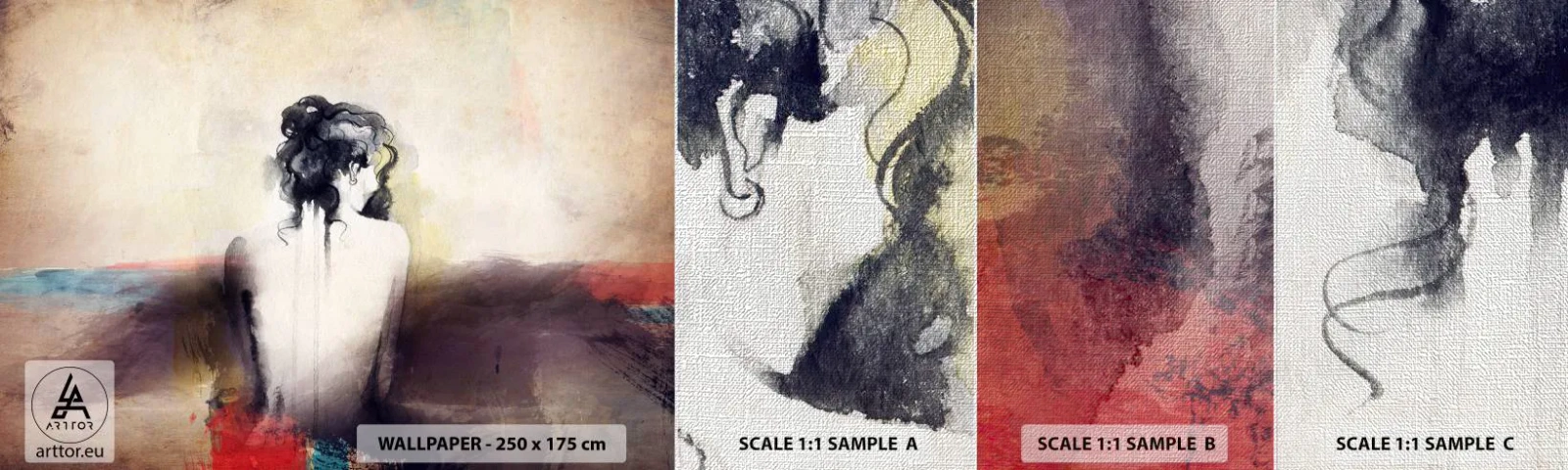 Vzor Fototapety Premium Canvas - Jemné linie, oválné tvary - Žena, Tělo, Kus - 100x30 cm