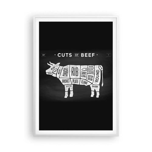 Plakát v bílém rámu - Slabikář řezníka - 70x100 cm