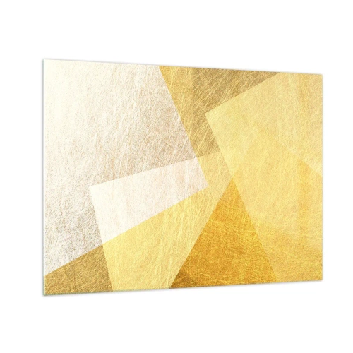 Obraz na skle - Zlaté geometrické tvary s kovovou a lehkou texturou - 70x50cm - Počasí geometrie - Moderní nástěnná dekorace do obývacího pokoje a ložnice ARTTOR