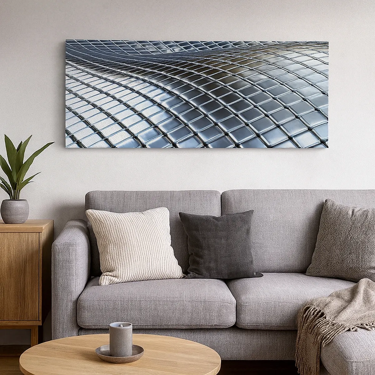 Obraz na plátně - Kovová stříbrná vlna - 30x30 cm