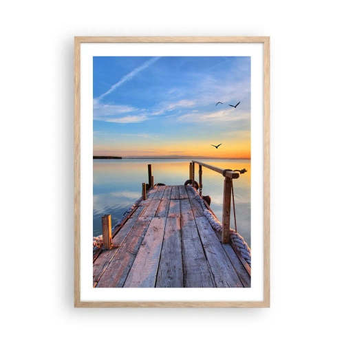 Plakát v rámu světlý dub - Jít před sebe směrem ke slunci - 50x70 cm