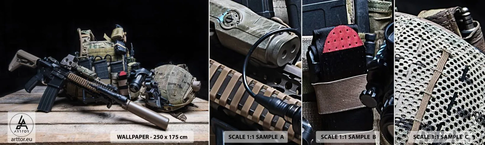 Vzor Fototapety Samolepicí Deluxe Sticker - Pohov! - Válečný, Puška, Zbraň - 100x30 cm