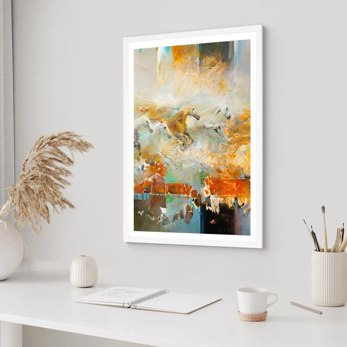 Plakát v bílém rámu - Cválá světlem - 50x70 cm