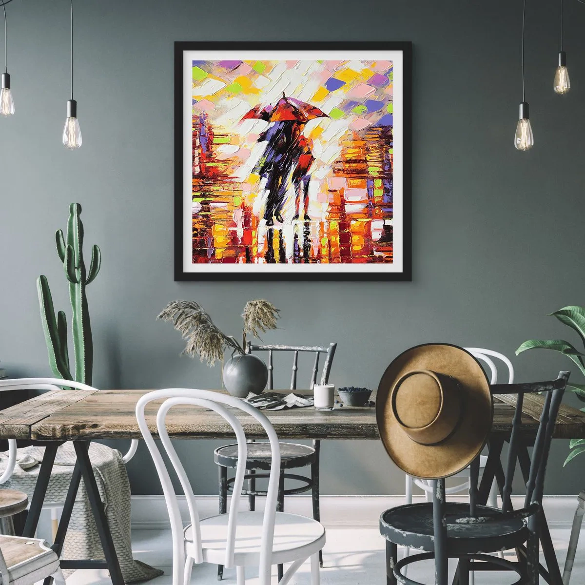 Plakát v černém rámu - Společně přes noc a déšť - 60x60 cm