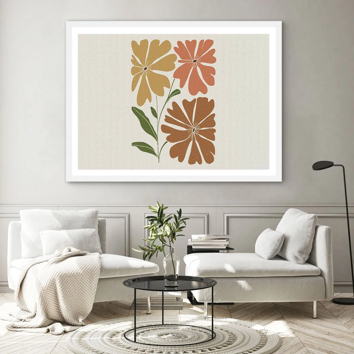Plakát v bílém rámu - Příroda a geometrie - 100x70 cm