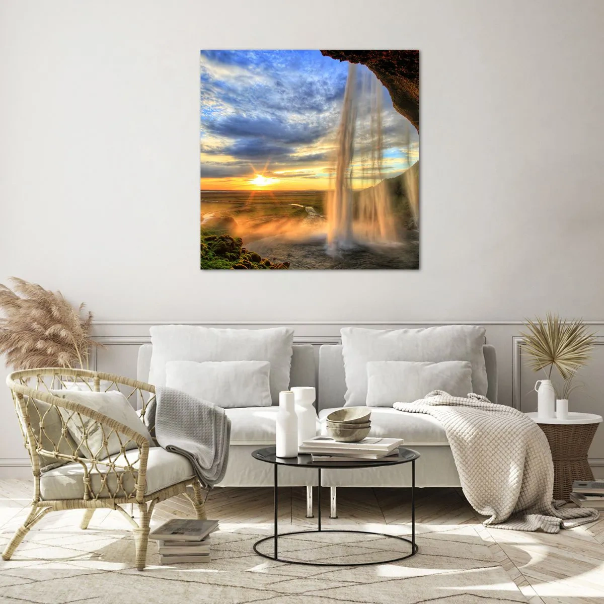 Obraz na skle - Svět za závojem kapek - 60x60 cm