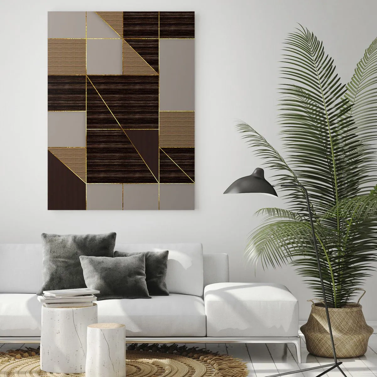Obraz na skle - Mozaika hnědé a zlaté - 50x70 cm