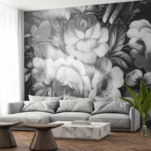 Fototapeta na míru Premium Canvas - Krásné dokonce v šedi - Abstrakce, Květiny, Kus