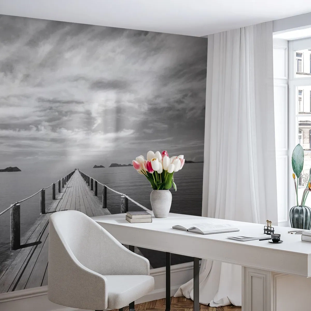 Fototapeta Premium Canvas - Co takhle cesta… - Krajina, Moře, Dřevěný most - 350x256 cm