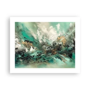 Plakát - Smaragdově černé vlnobití - 50x40 cm