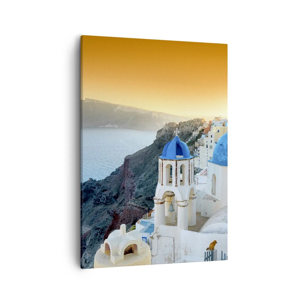 Obraz na plátně - Santorini - přitulené ke skalám - 50x70 cm