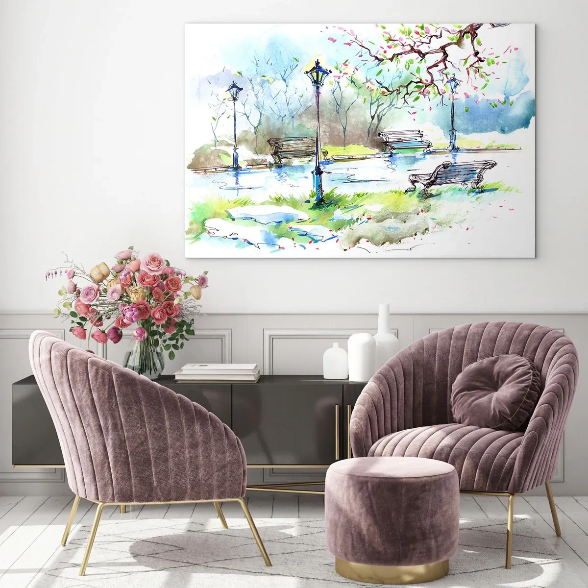 Obraz na skle - Kouzlo parkového ticha - 100x70 cm