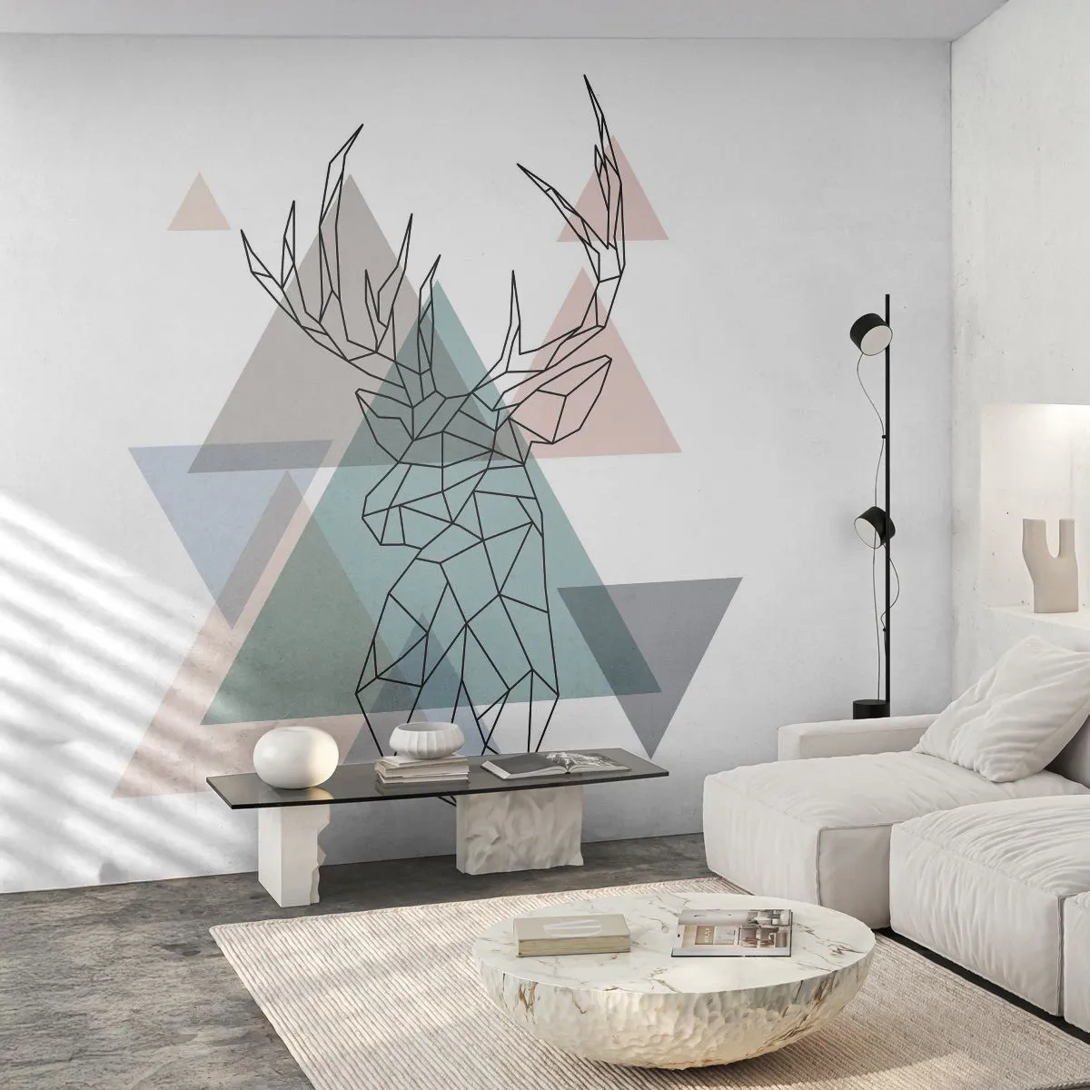 Fototapeta Premium Canvas - V geometrickém lese - Abstrakce, Jelen, Grafika - 200x140 cm