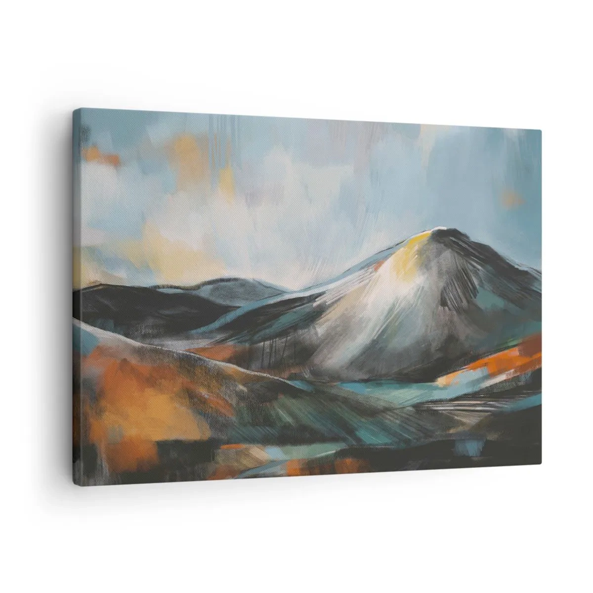 Obraz na plátně - Abstraktní horská krajina v teplých odstínech - 70x50cm - Syrové i krásné - Moderní nástěnná dekorace do obývacího pokoje a ložnice ARTTOR