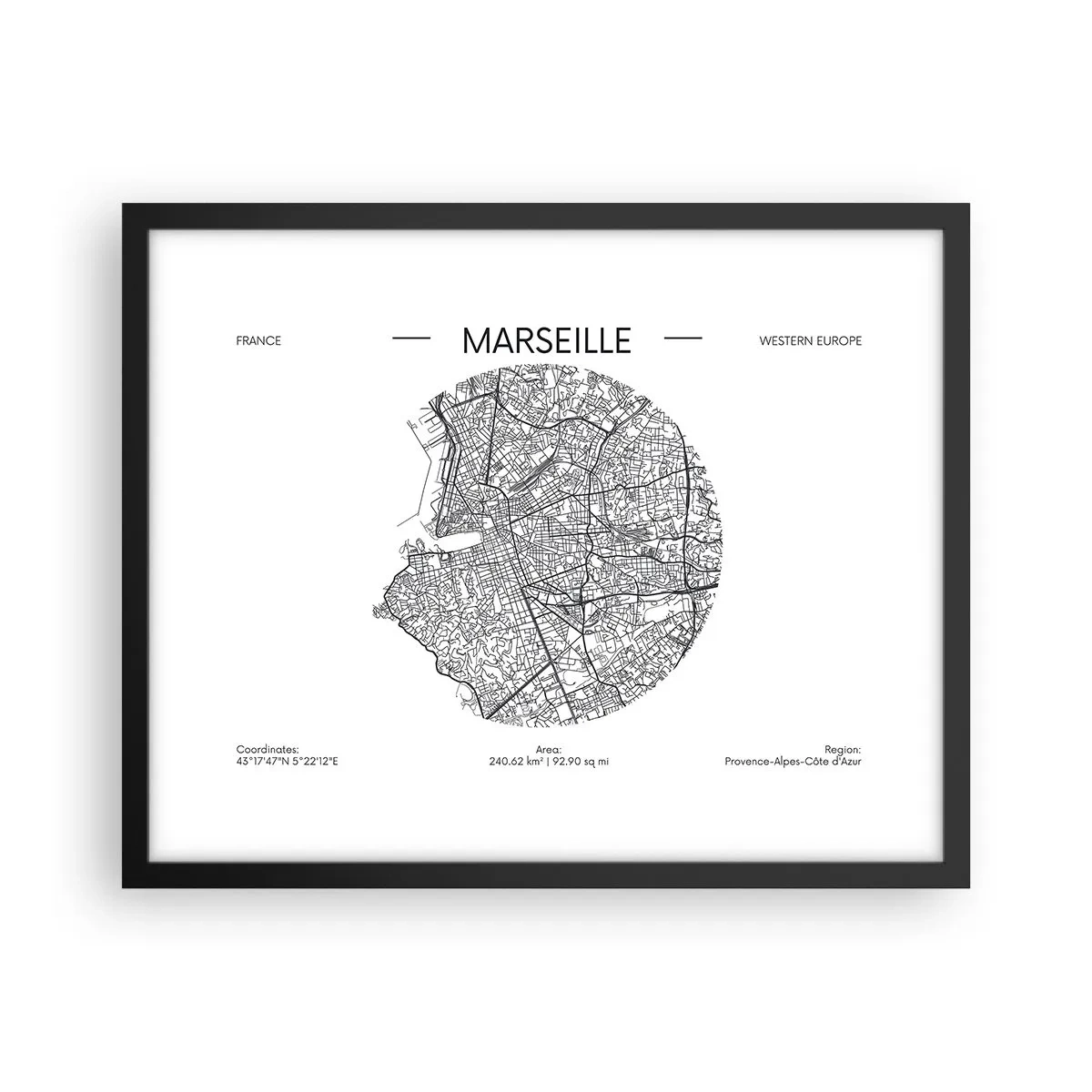 Plakát v černém rámu - Anatomie Marseille - 50x40 cm