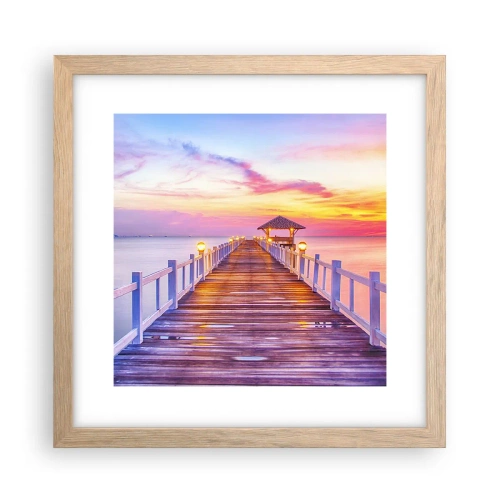 Plakát v rámu světlý dub - Liliově-zlaté ticho večera - 30x30 cm