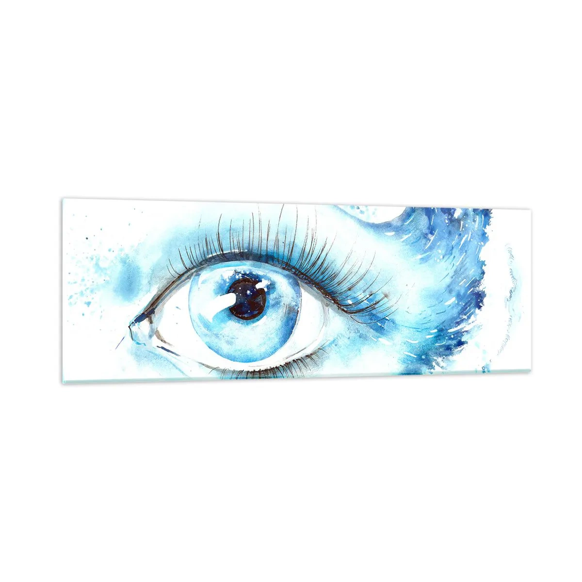 Obraz na skle - Ponořit se do modři pohledu - 90x30 cm