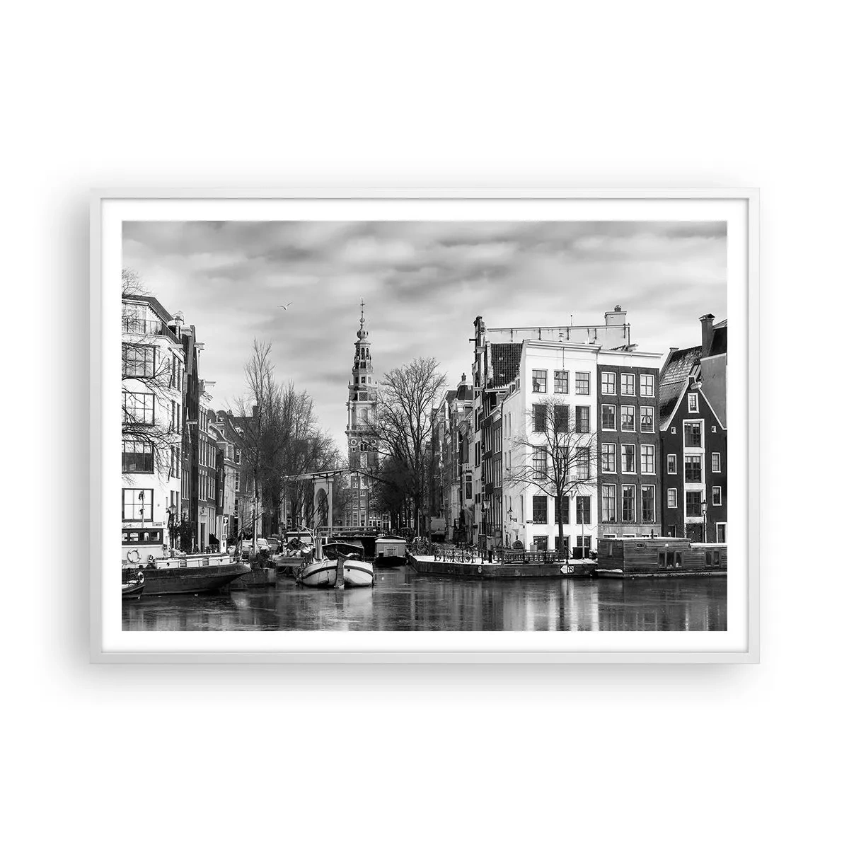 Plakát v bílém rámu - Amsterdamské vibrace - 100x70 cm