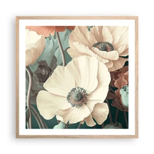 Plakát v rámu světlý dub - Šepot máků - 60x60 cm